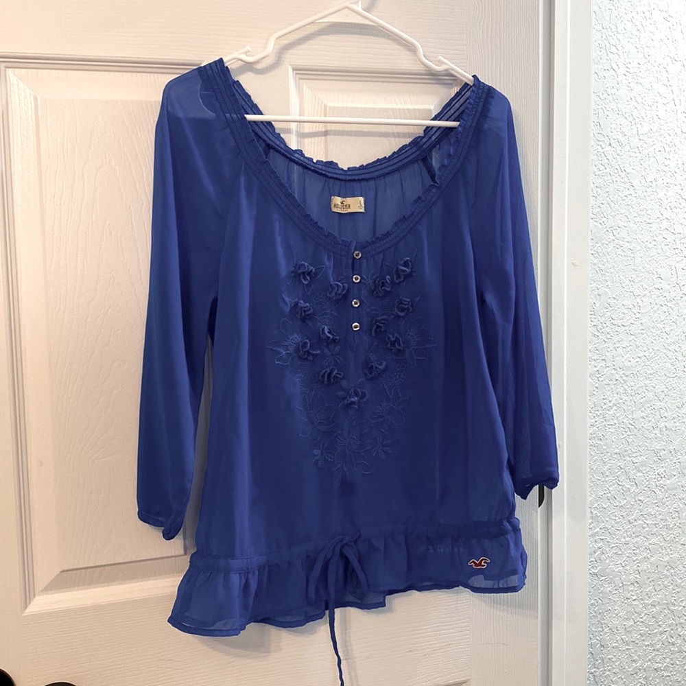 Sheer blue hollister top